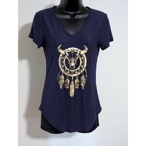 No Boundaries T-shirt Dreamcatcher Graphic Fitted Tee V Neck Short Sleeve Small